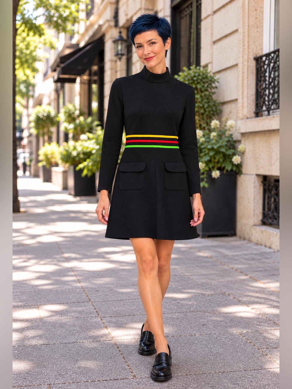 Vintage Jerrie Lurie Mod Dress Vintage Size 10 Modern 4 Black Yellow Red Green